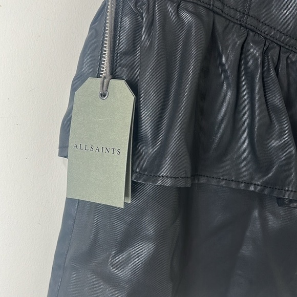 NWT ALL SAINTS Black Andy Coated Denim Skirt Size US 6 - Picture 16 of 16